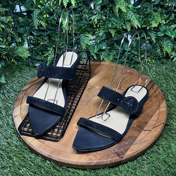 GIANVITO ROSSI Flats Women 41EU/10US Black Made In‎ Italy Suede Sandals 2270 - Picture 2 of 11